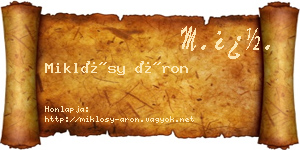 Miklósy Áron névjegykártya